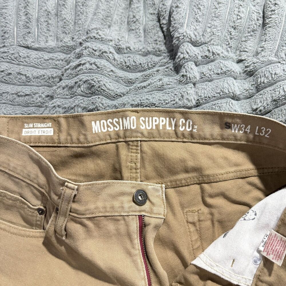 Mossimo Supply Co Mens Tan Khaki Denim Jeans Straight Leg 5-Pocket - Picture 4 of 9